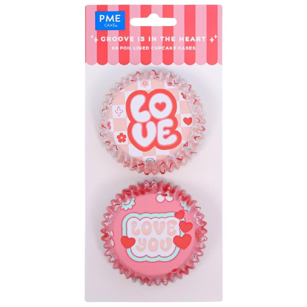 Pme Valentines Foil-lined Cupcake Cases - Groove Is In The Heart (Pack Of 60)
