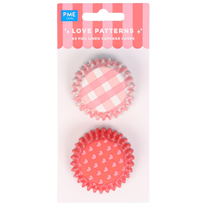 pme Valentines Foil-lined Cupcake Cases Love Patterns - Mini Size (Pack of 60)