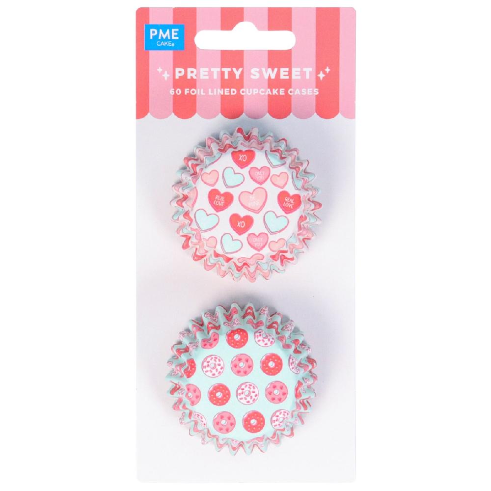 Pme Valentines Foil-lined Cupcake Cases Pretty Sweet - Mini Size (Pack Of 60)