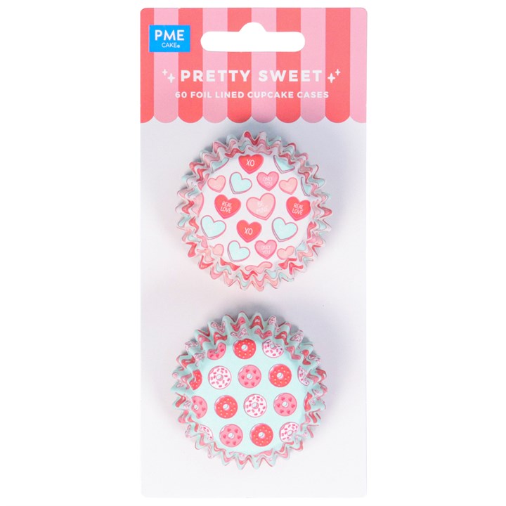 pme Valentines Foil-lined Cupcake Cases Pretty Sweet - Mini Size (Pack of 60)