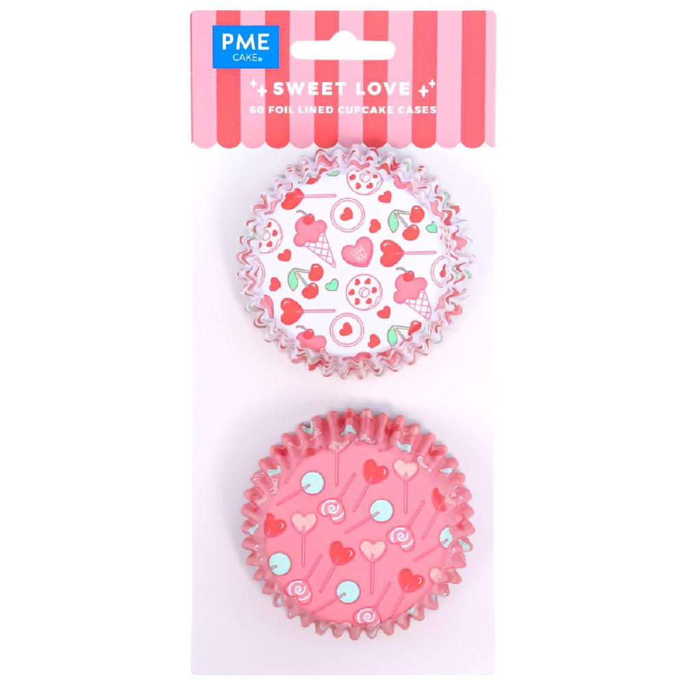 Pme Valentines Foil-lined Cupcake Cases - Sweet Love (Pack Of 60)