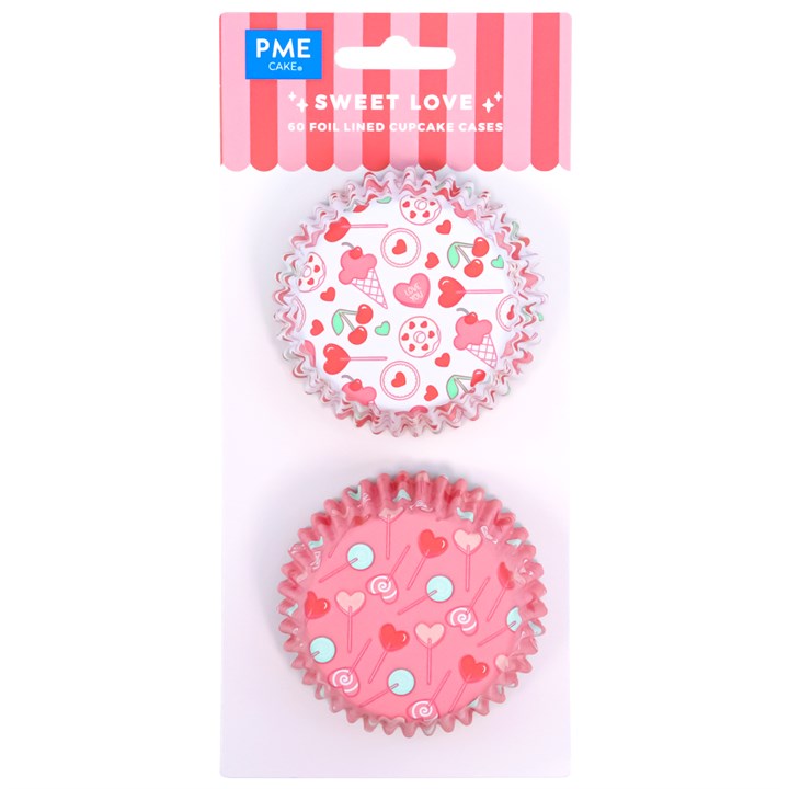 pme Valentines Foil-lined Cupcake Cases - Sweet Love (Pack of 60)
