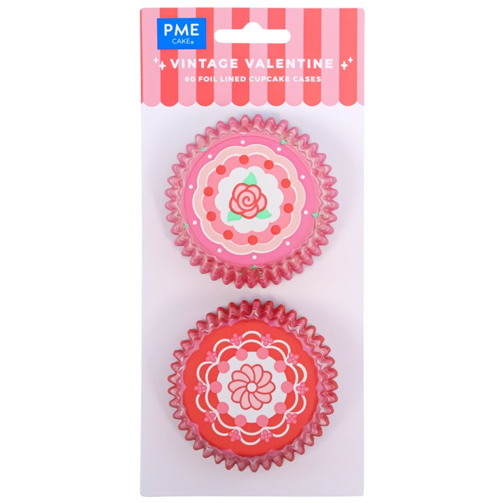 pme Valentines Foil-lined Cupcake Cases - Vintage Valentine (Pack of 60)