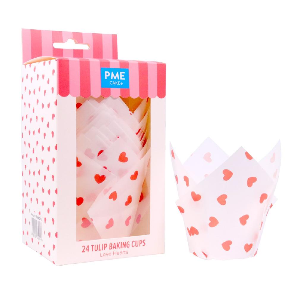 Pme Valentines Tulip Muffin Cases - Love Hearts (Pack Of 24)