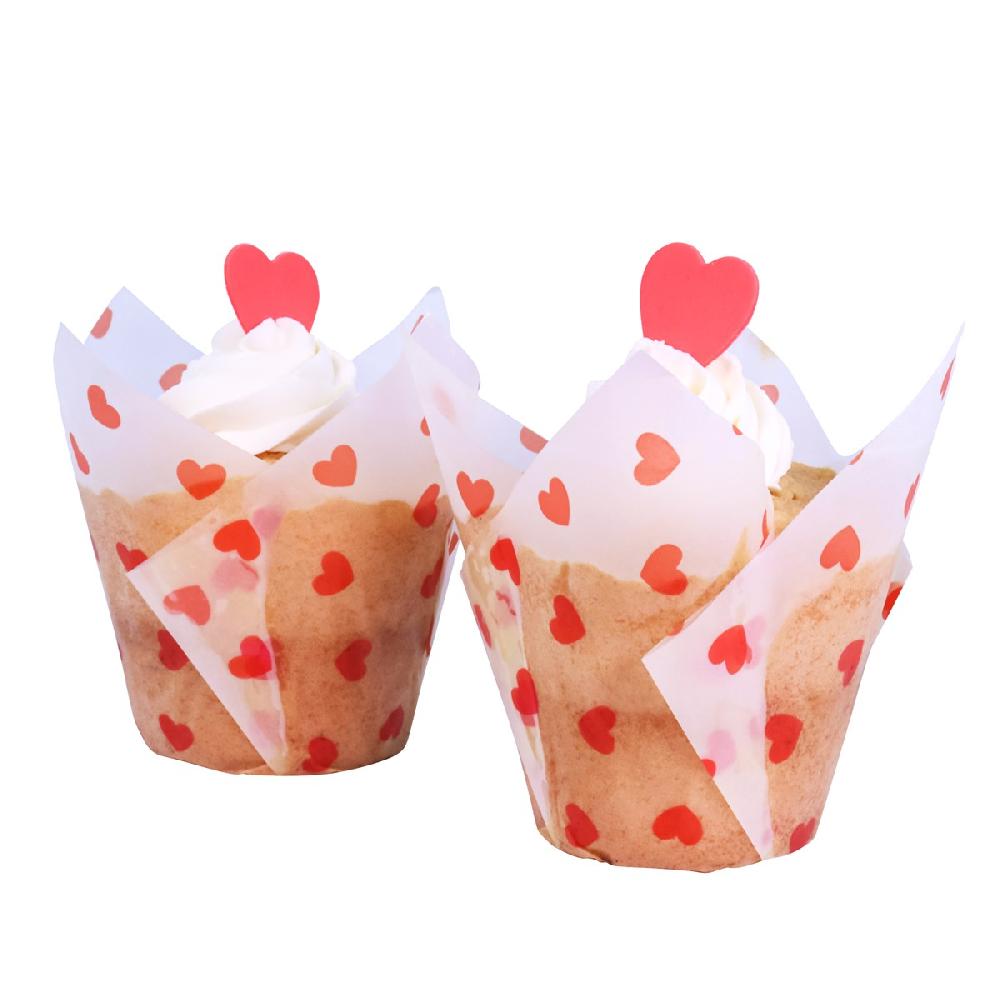 Pme Valentines Tulip Muffin Cases - Love Hearts (Pack Of 24)