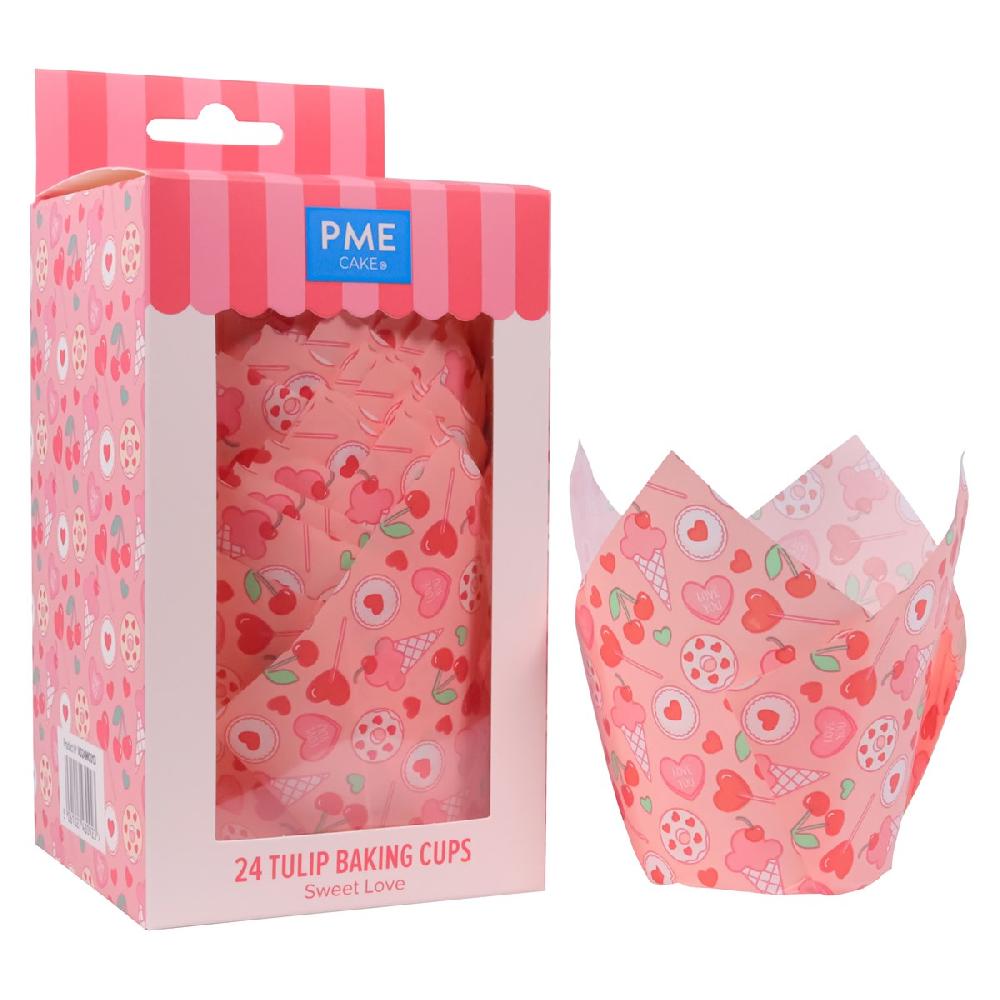 Pme Valentines Tulip Muffin Cases - Sweet Love (Pack Of 24)