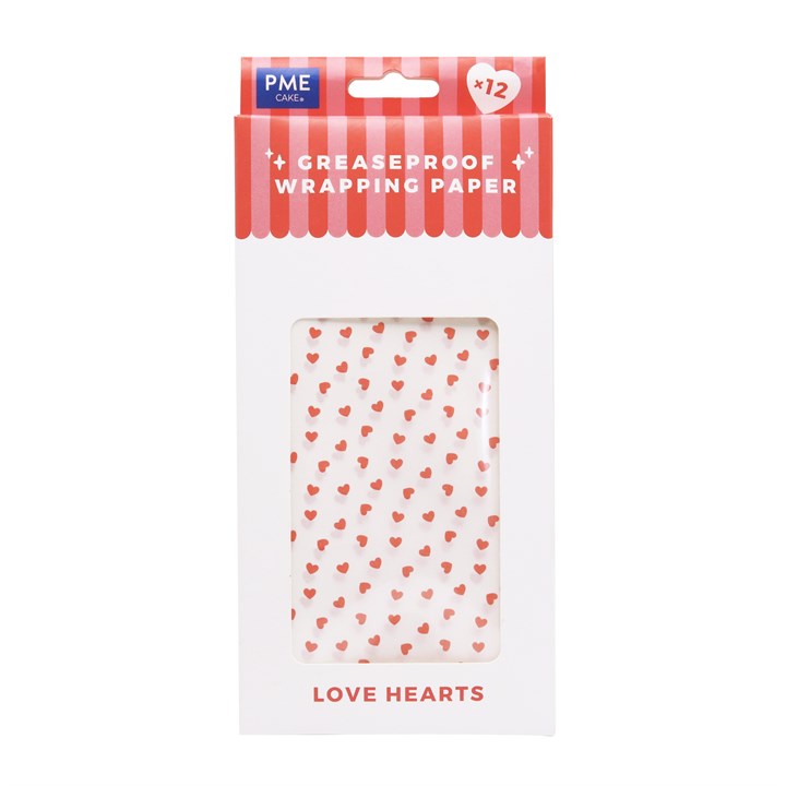 pme Valentines Wrapping Parchment Paper - Love Hearts (12 sheets)