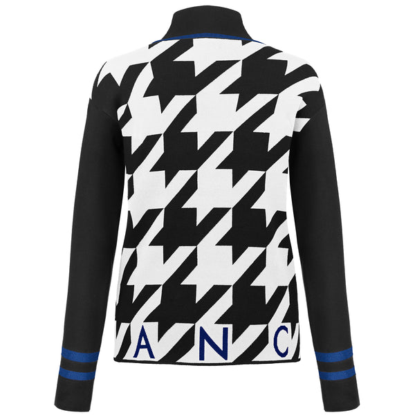 Poivre Blanc Check Turtle Neck Pullover Black/White/Infinity Blue Detailing 3541 – Poivre Blanc - UK