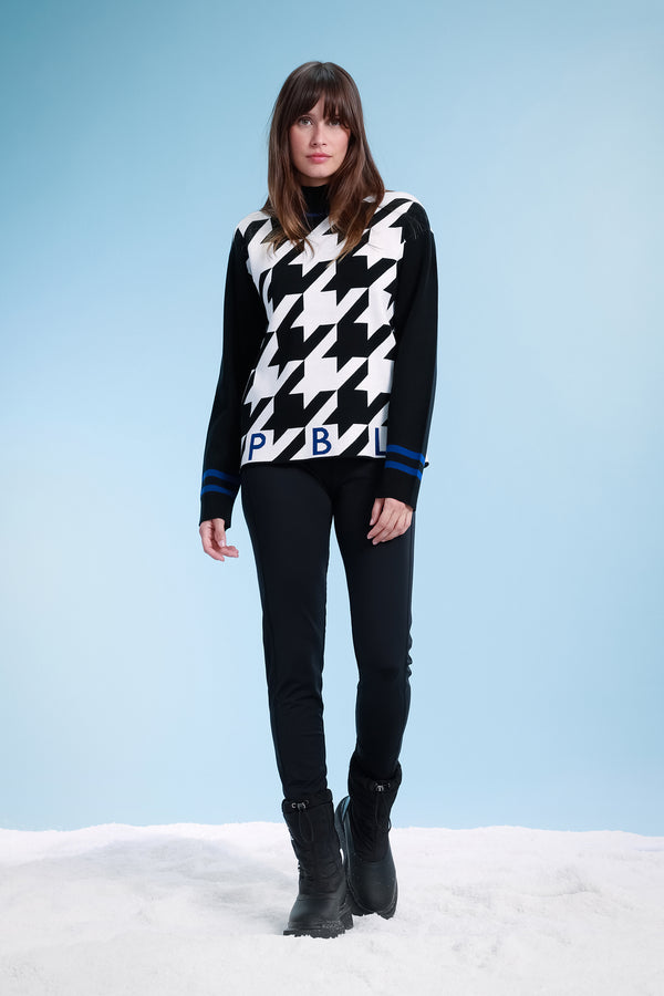 Poivre Blanc Check Turtle Neck Pullover Black/White/Infinity Blue Detailing 3541 – Poivre Blanc - UK