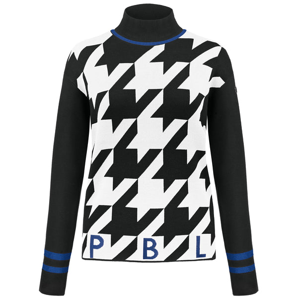 poivre blanc Check Turtle Neck Pullover Black/White/Infinity Blue Detailing 3541 – Poivre Blanc - UK