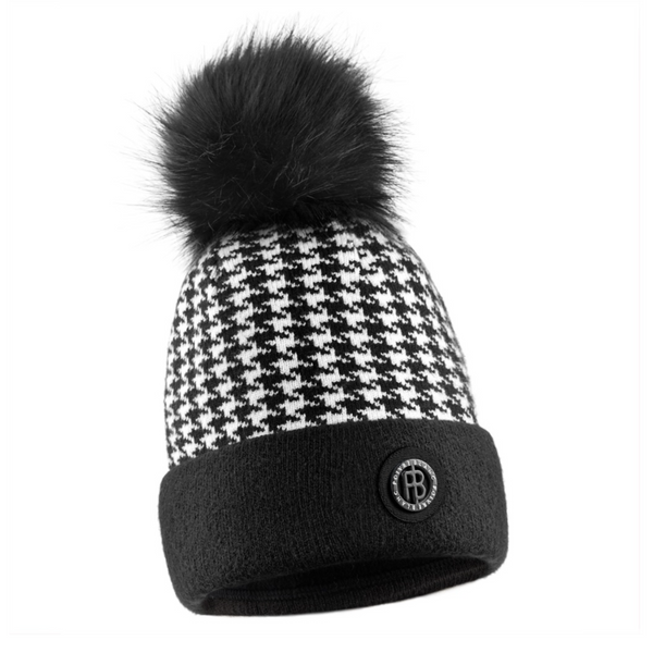 poivre blanc Poivre Blanc Women's Beanie Hat in Check Black 6185 – Poivre Blanc - UK