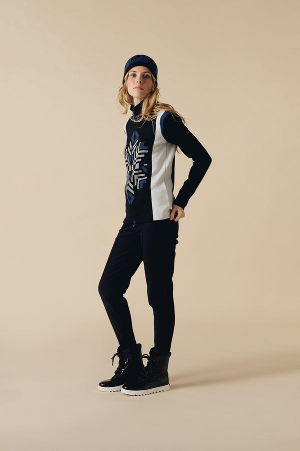 Poivre Blanc Women's Knit Jacket In Black/Blue/White 3501 – Poivre Blanc - UK