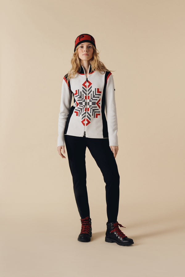 Poivre Blanc Women's Knit Jacket In White/Black/Red 3501 – Poivre Blanc - UK