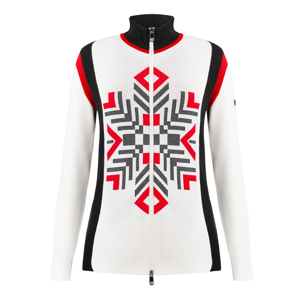 poivre blanc Women's Knit Jacket in White/Black/Red 3501 – Poivre Blanc - UK