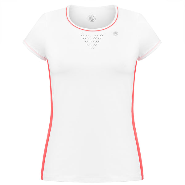 poivre blanc Women's Tennis / Padel Short Sleeved T-Shirt in White Spritz Red 4803 – Poivre Blanc - UK