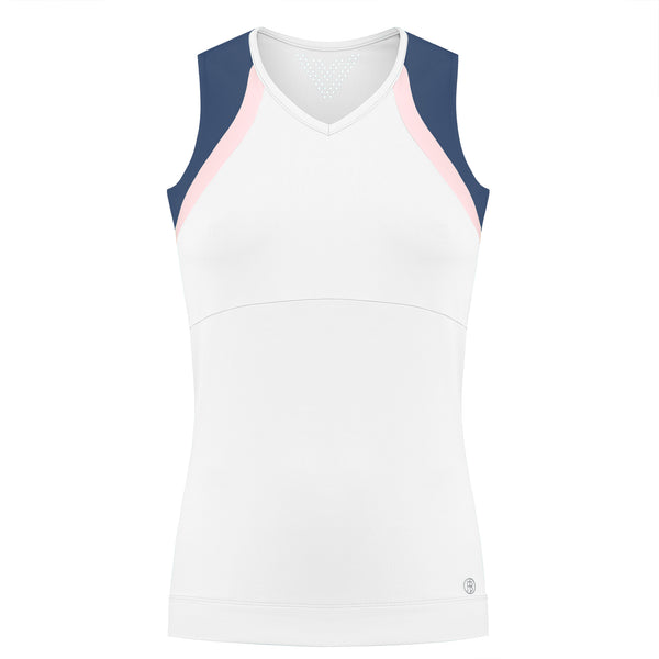 poivre blanc Women's Tennis / Padel Tank Top in White / Deep Blue 4801 – Poivre Blanc - UK
