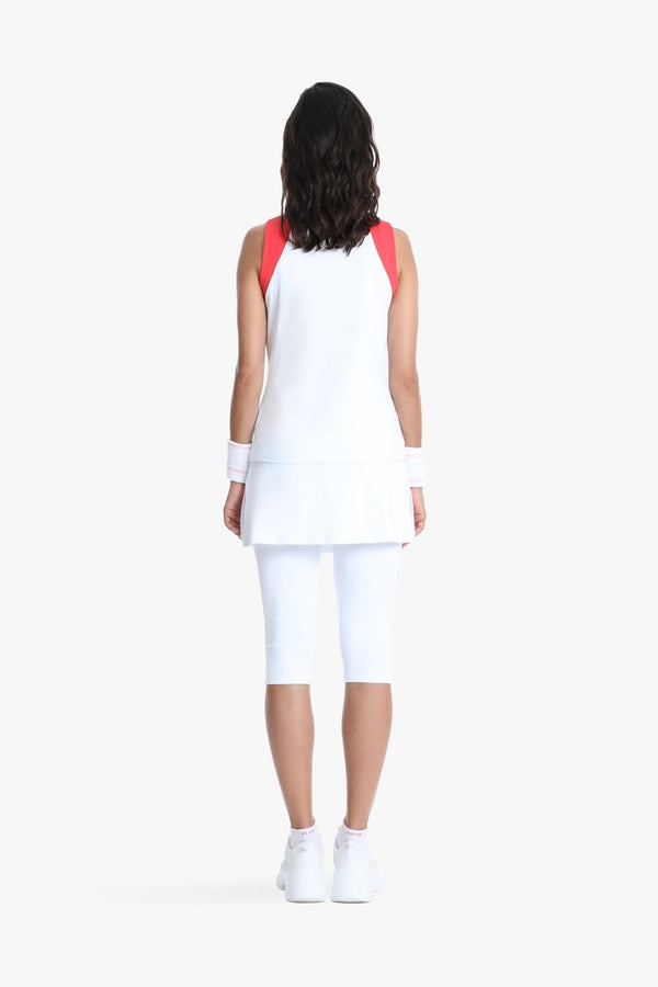 Poivre Blanc Women's Tennis / Padel Tank Top In White/Spritz Red 4801 – Poivre Blanc - UK