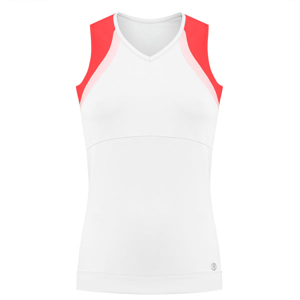 poivre blanc Women's Tennis / Padel Tank Top in White/Spritz Red 4801 – Poivre Blanc - UK