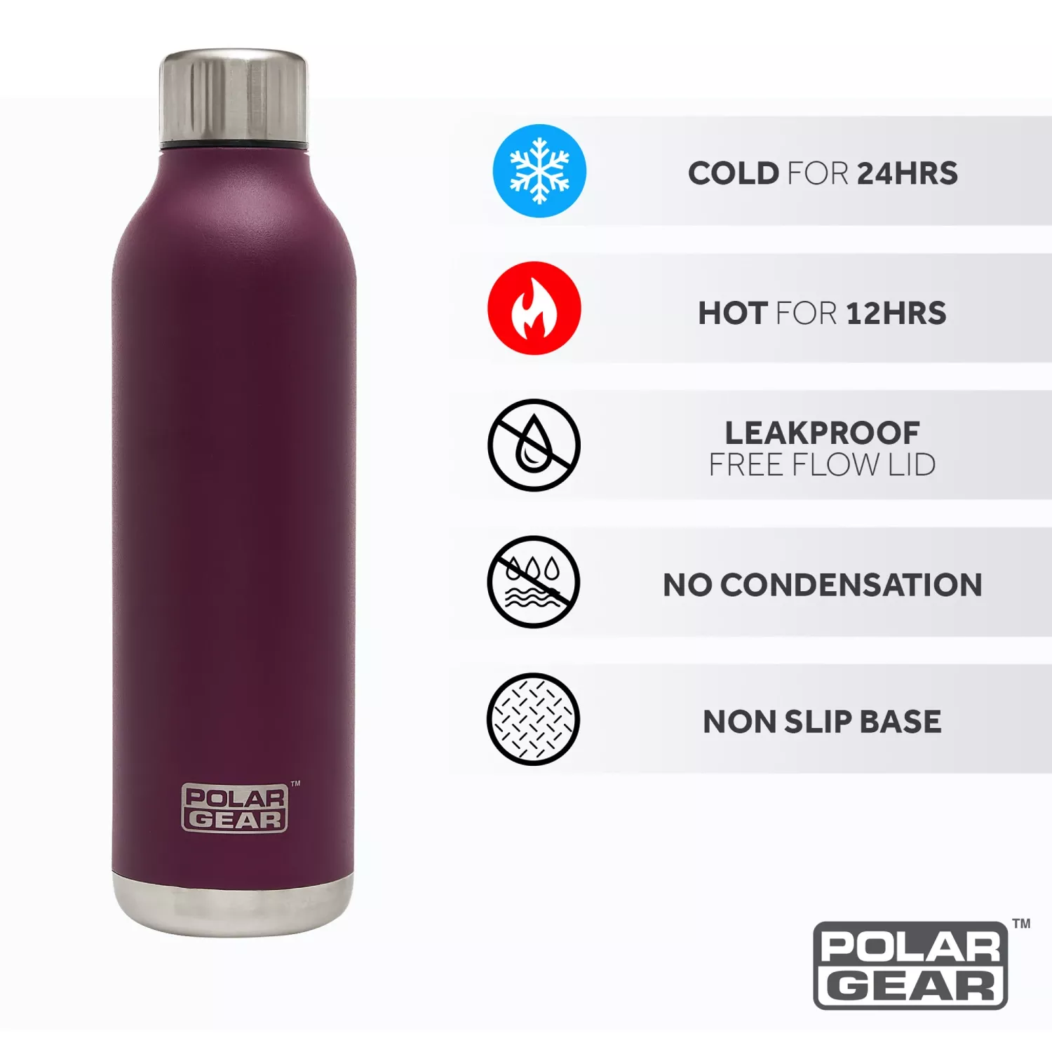 Polar Gear Affordable Stainless Steel Water Bottle - Food Safe BPA-free