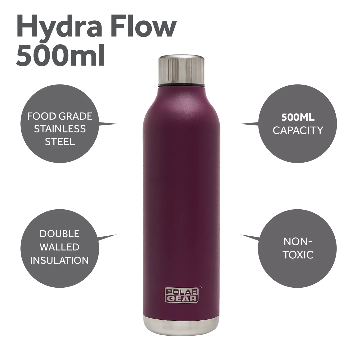Polar Gear Affordable Stainless Steel Water Bottle - Food Safe BPA-free