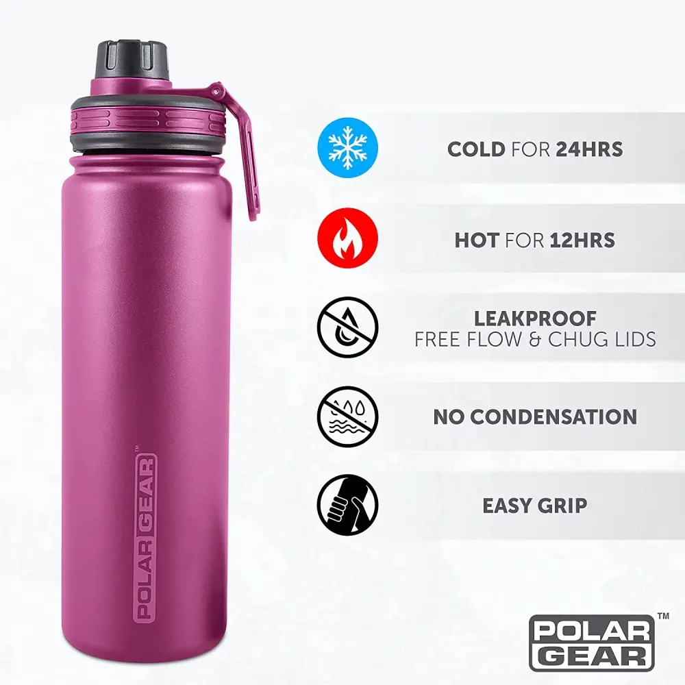 Polar Gear Best Insulated Water Bottle - Triple Layer Stainless Steel