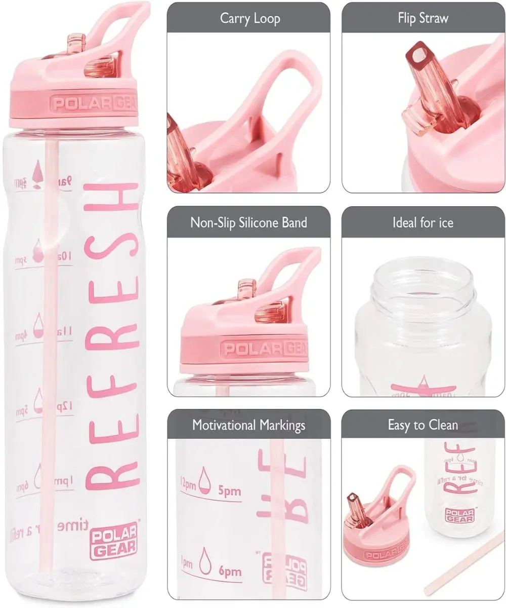 Polar Gear BPA Free Plastic Water Bottle - Pink 750ml