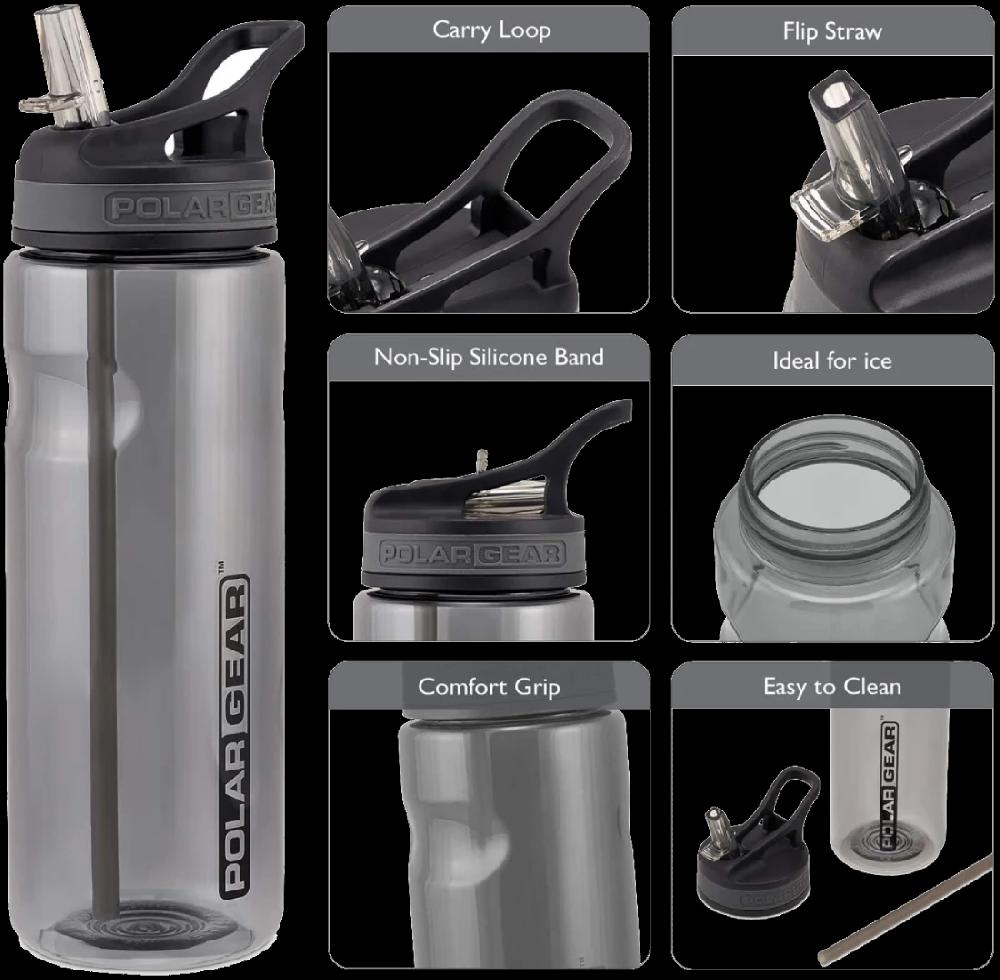 Polar Gear BPA Free Quality Plastic Water Bottle - Black 650ml
