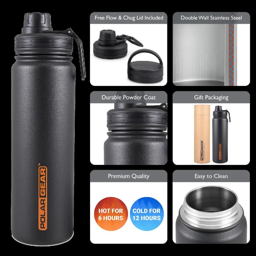 Polar Gear No. 1 Stainless Steel Water Bottle UK- Comes With Spare Lid