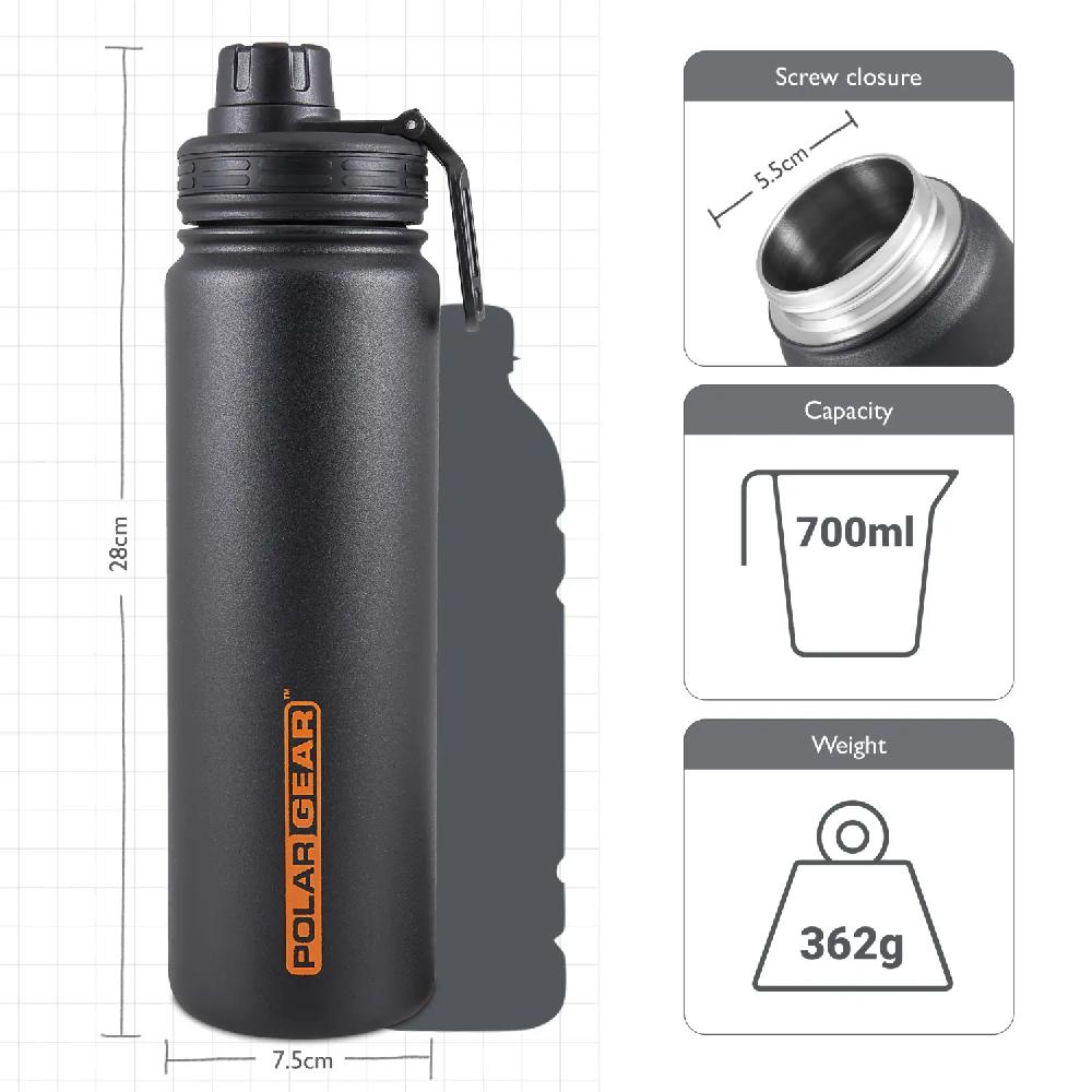 Polar Gear No. 1 Stainless Steel Water Bottle UK- Comes With Spare Lid