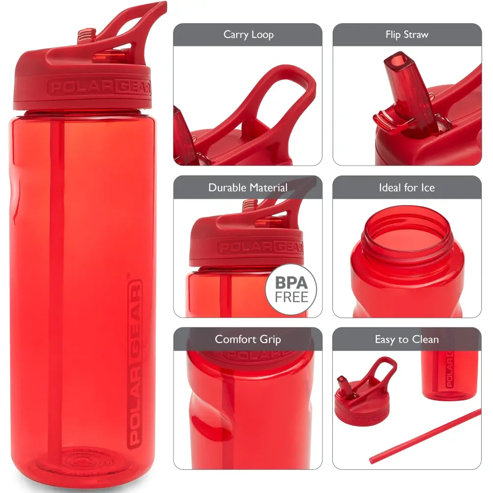 Polar Gear Plastic BPA Free Water Bottle - Red 650ml