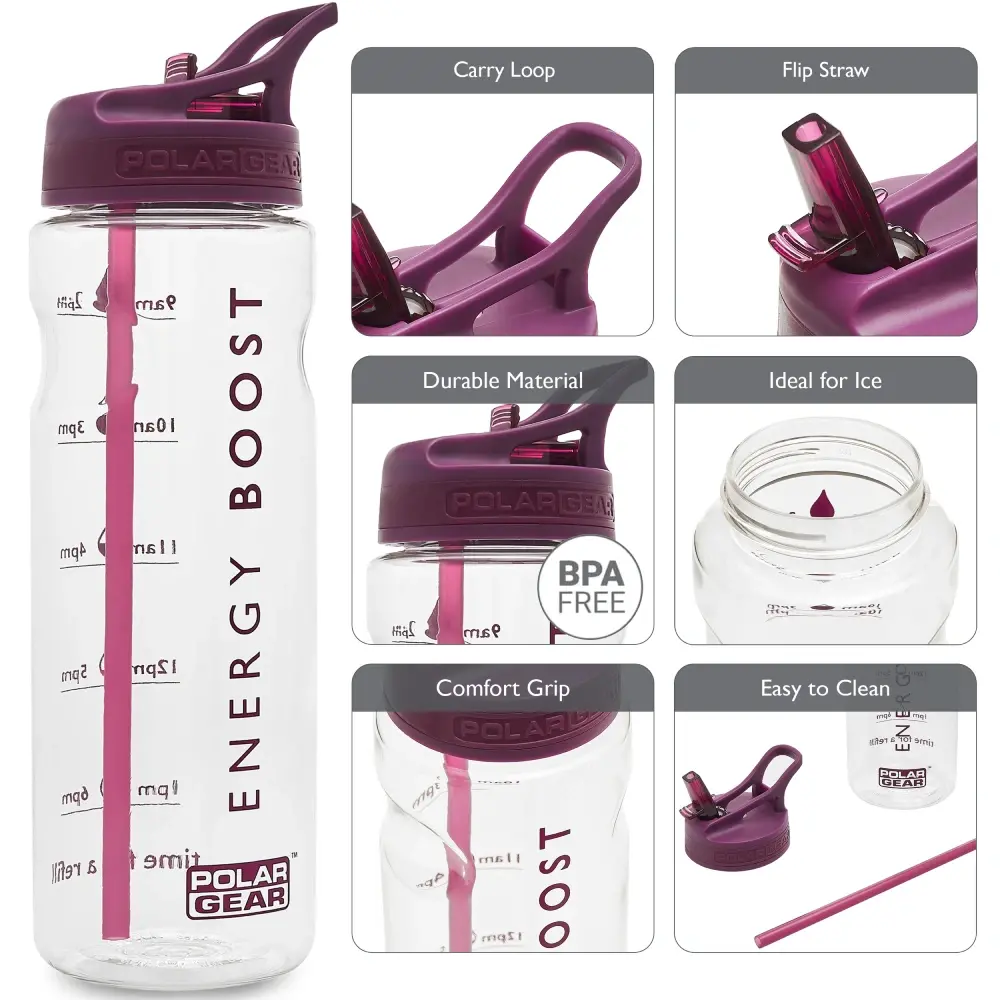 Polar Gear Plastic Gym Water Bottle - Grape 750ml