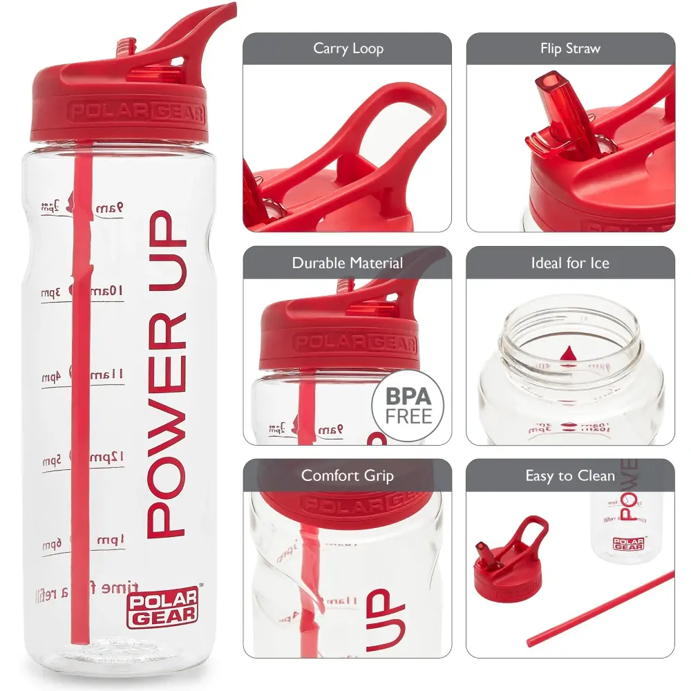 Polar Gear Tough Plastic Water Bottle - Red 750ml