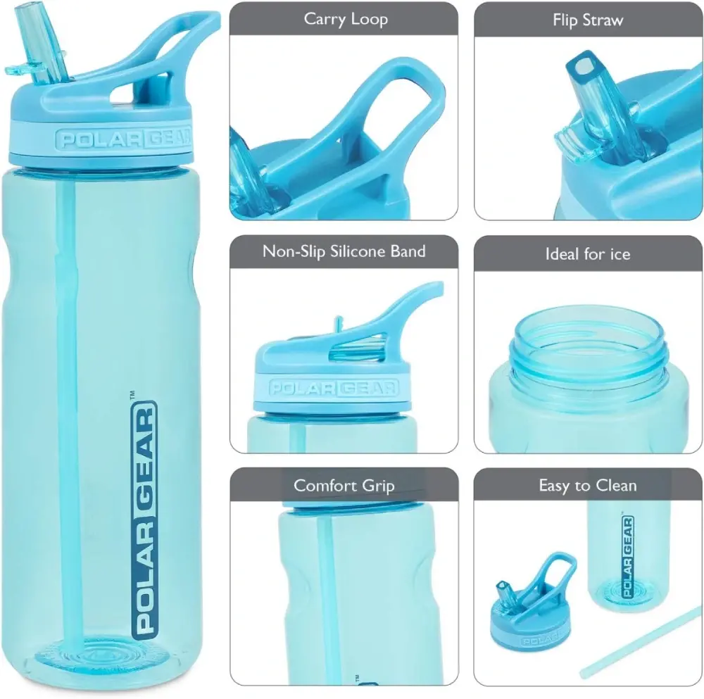Polar Gear Reusable Plastic Water Bottle - Turquoise 650ml