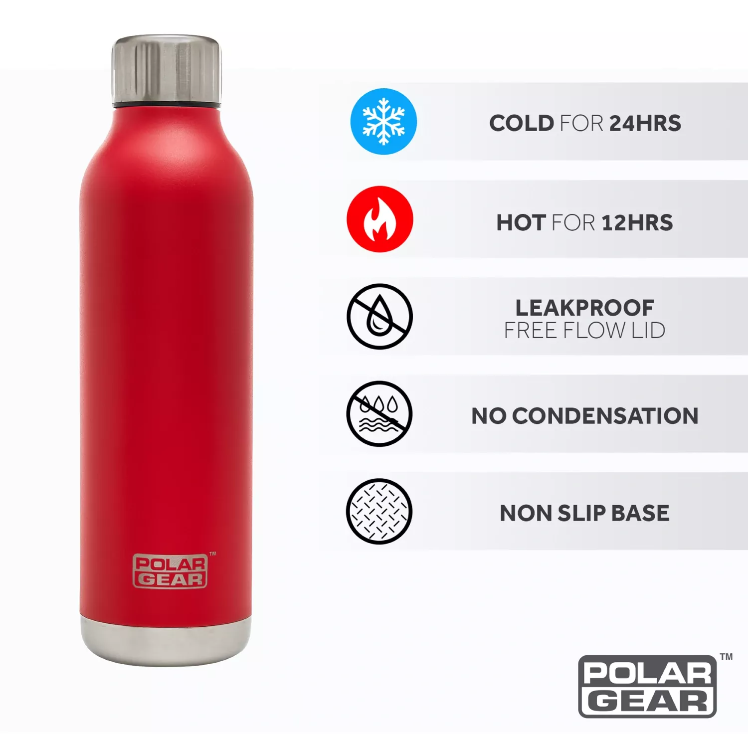 Polar Gear Reusable Steel Water Bottle - PREMIUM FOOD GRADE STAINLESS