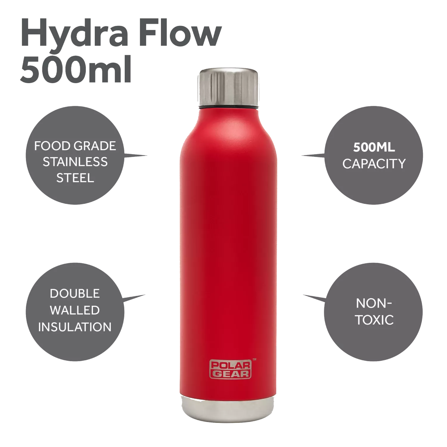 Polar Gear Reusable Steel Water Bottle - PREMIUM FOOD GRADE STAINLESS