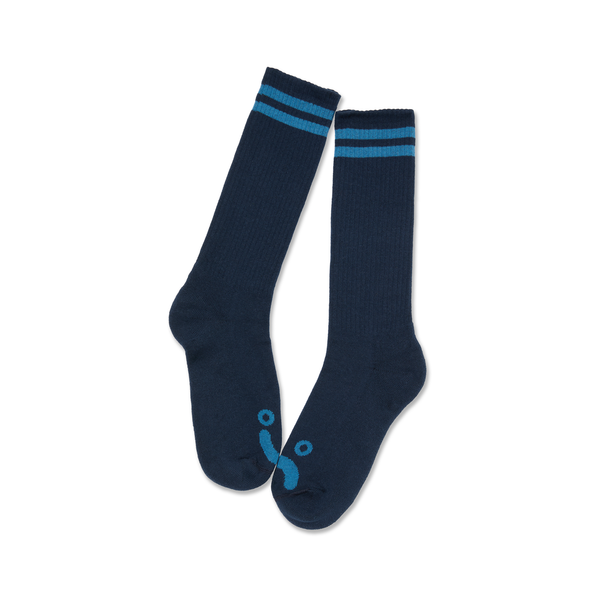 Polar Skate Co. Long Rib Socks | Happy Sad - Dark Blue / Blue
