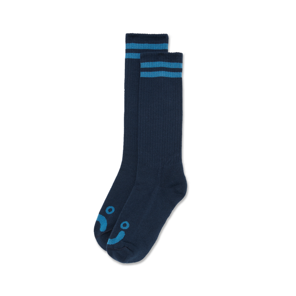 polar skate co. Long Rib Socks | Happy Sad - Dark Blue / Blue