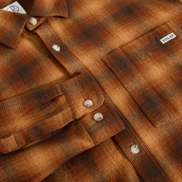 Polar Skate Co. Mitchell LS Shirt | Shadow Check - Caramel