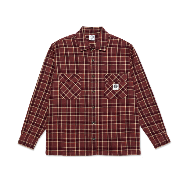 polar skate co. Mike LS Shirt | Flannel - Oxblood Check
