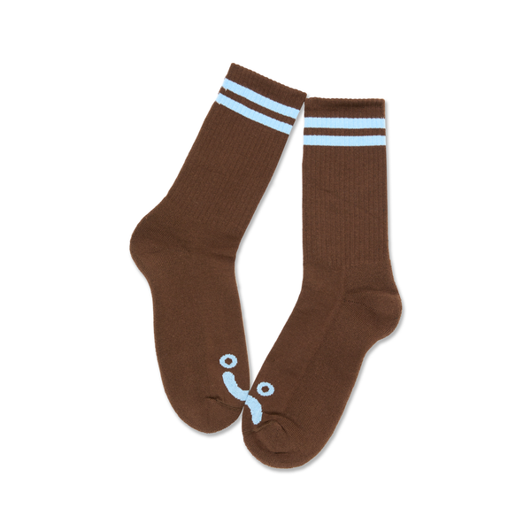 Polar Skate Co. Rib Socks | Happy Sad - Brown / Blue