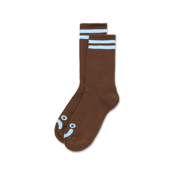 polar skate co. Rib Socks | Happy Sad - Brown / Blue