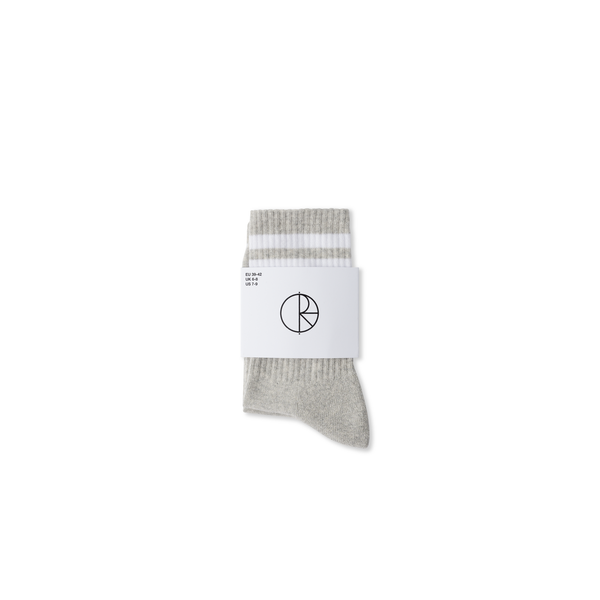 Polar Skate Co. Rib Socks | Happy Sad - Heather Grey