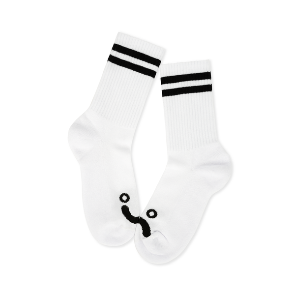 Polar Skate Co. Rib Socks | Happy Sad - White