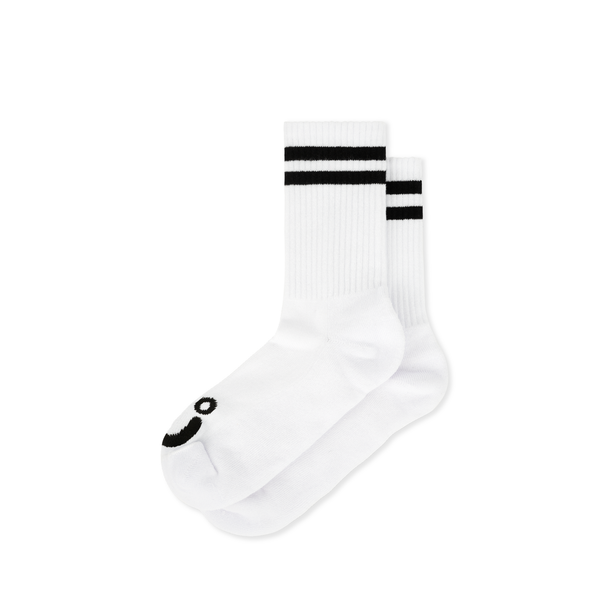polar skate co. Rib Socks | Happy Sad - White