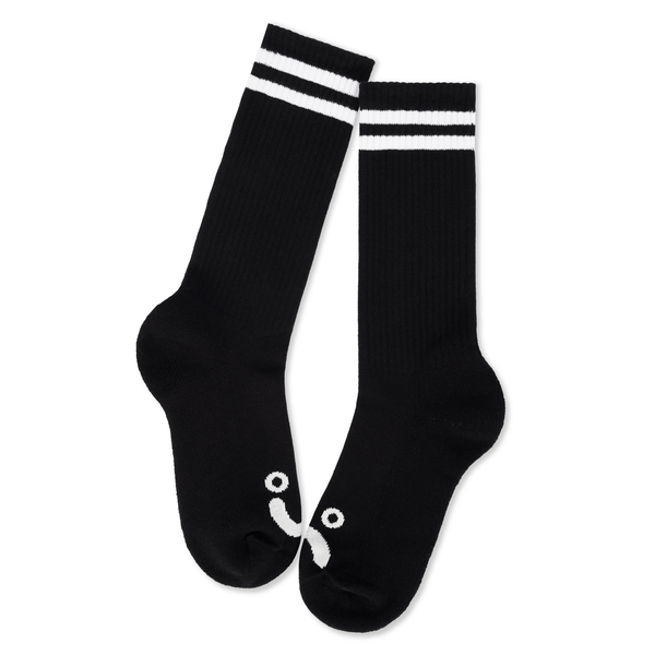 Polar Skate Co. Rib Socks | Long | Happy Sad - Black