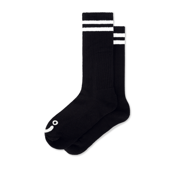 polar skate co. Rib Socks | Long | Happy Sad - Black