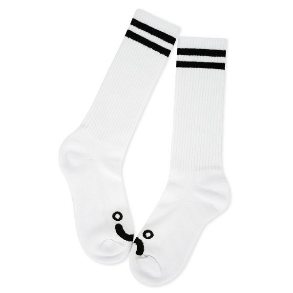 Polar Skate Co. Rib Socks | Long | Happy Sad - White