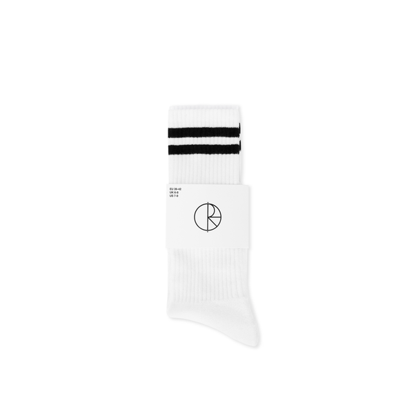 Polar Skate Co. Rib Socks | Long | Happy Sad - White