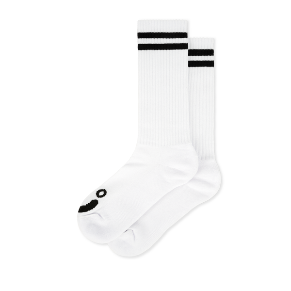 polar skate co. Rib Socks | Long | Happy Sad - White