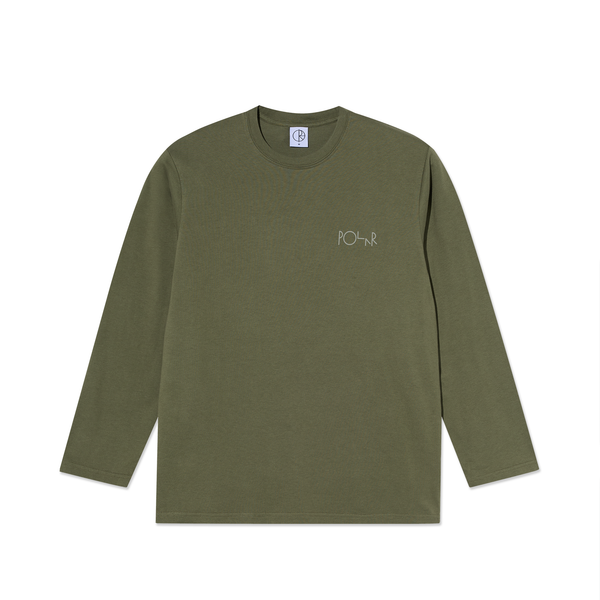 polar skate co. Steve Tee LS | Stroke Logo - Army Green
